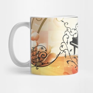 Wonderful flowers with piano and key notes Mug